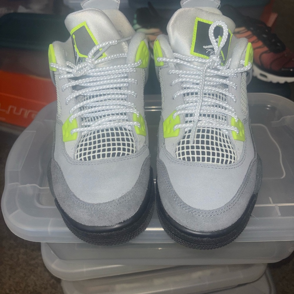 Jordan Kids Gray and Neon Green Sneakers